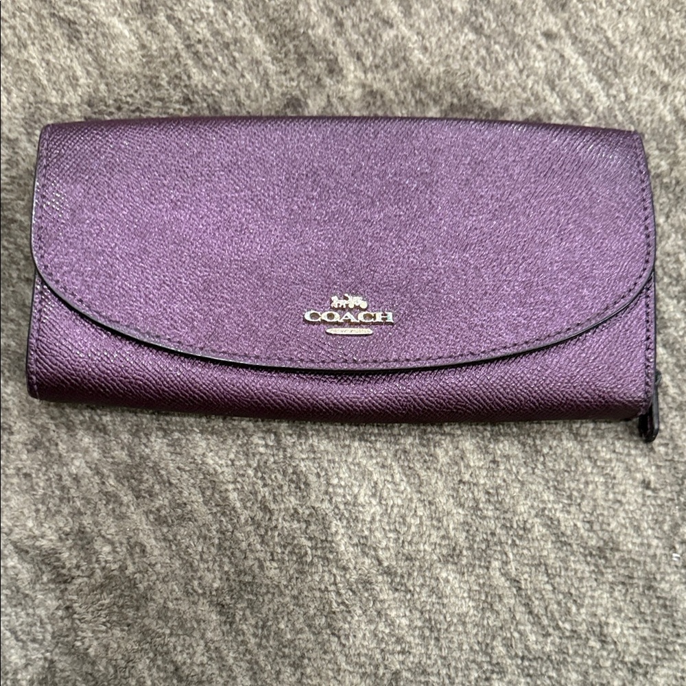 Coach Purple Saffiano Leather Continental Wallet